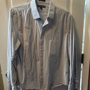 Express Men Grey striped button down shirt
